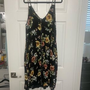Floral Black Sleeveless Dress